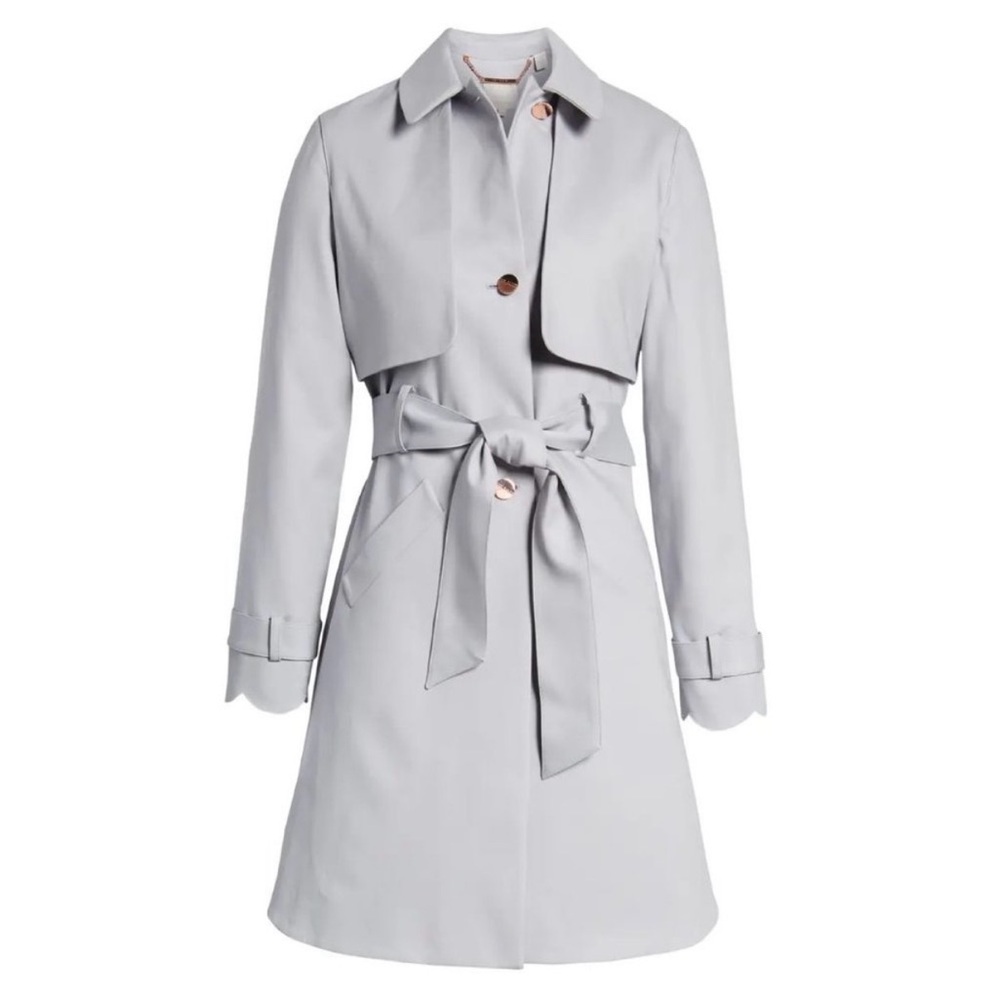 Ted Baker Scallop Detail Floral-Lined Trench Coat